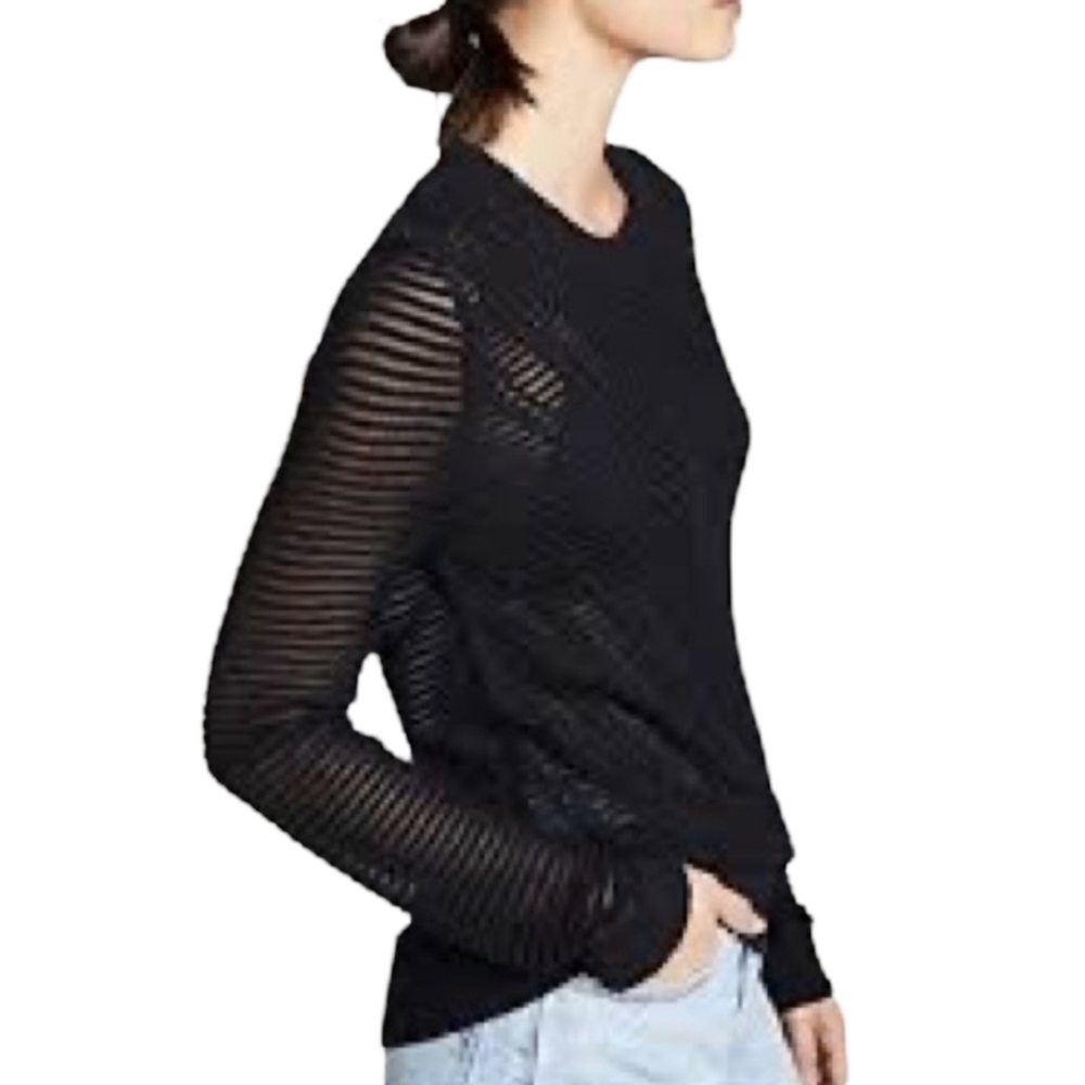 L'Agence Black Textured Knit Sweater Small